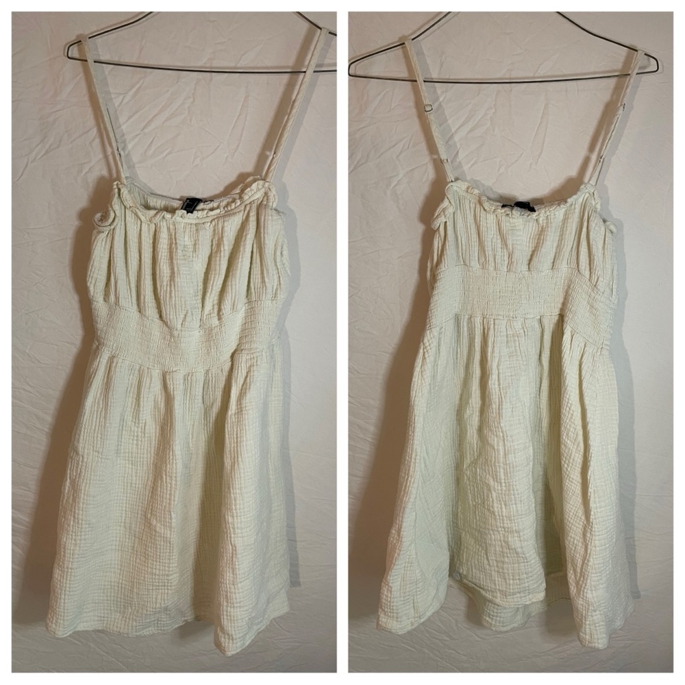Forever 21 100% Cotton White Mini Sundress Womens Size Large